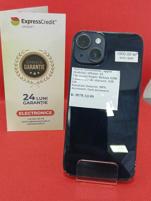 (AG46) Telefon iPhone 14 B.3878 Garantie 2 ani