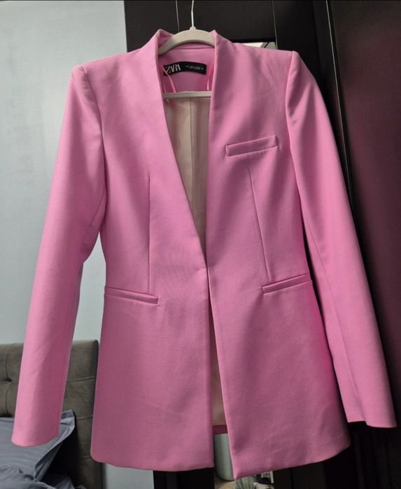 Sacou roz Zara - office - marime S/36 - cambrat