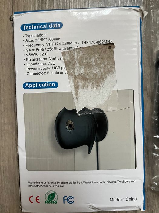 Вътрешна смарт ТВ антена – HDTV, 4K, 1080p, обхват до 500 мили,