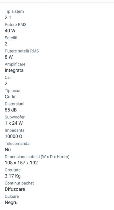 Boxe Logitech model Z333 - sistem audio 2.1