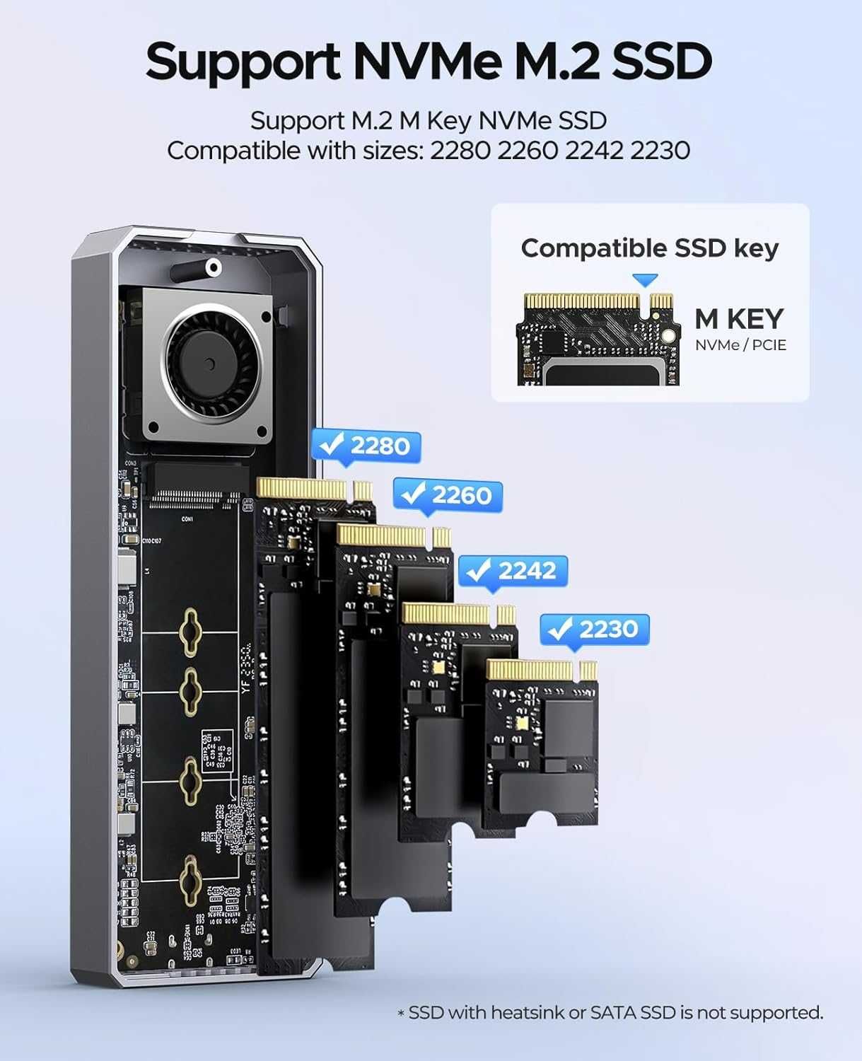 Корпус для SSD Nvme ORICO 40Gbps Thunderbolt 3/4 USB4/3.2/3.1/3.0/2.0