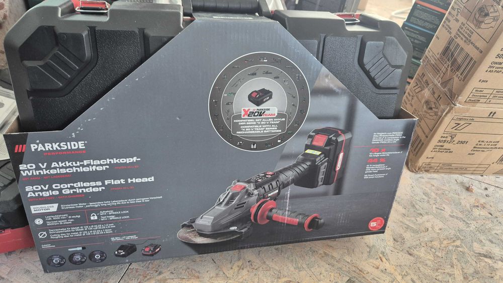 НОВ Parkside Performance Акумулаторен ъглошлайф с плоска глава БАТ/ЗАР