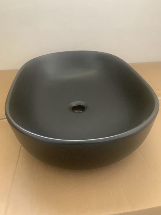 Lavoar pe blat Invena Teja oval 60 cm negru mat
