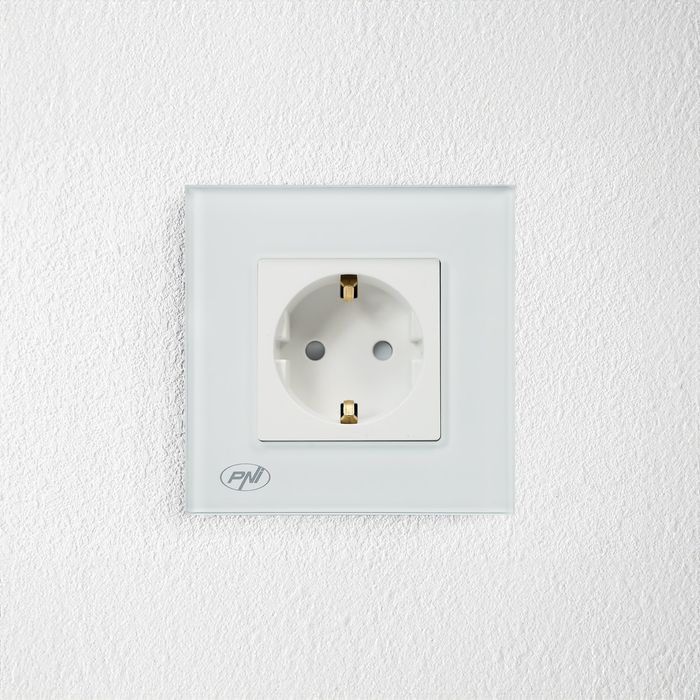 Rama simpla PNI RM101W din sticla pentru prize PNI