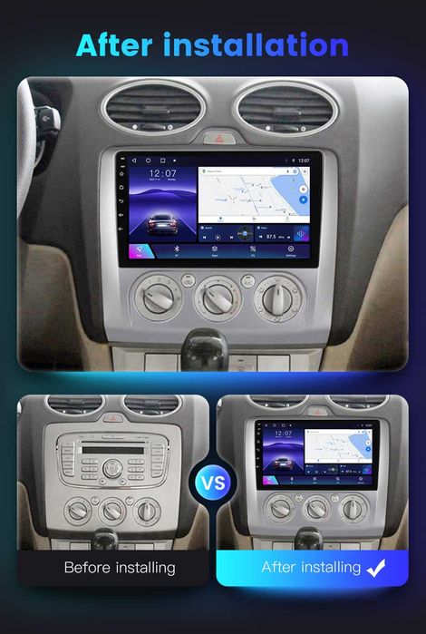 Navigatie Android 14 Ford Focus 2 2004-11 Waze YouTube CarPlay CAMERA