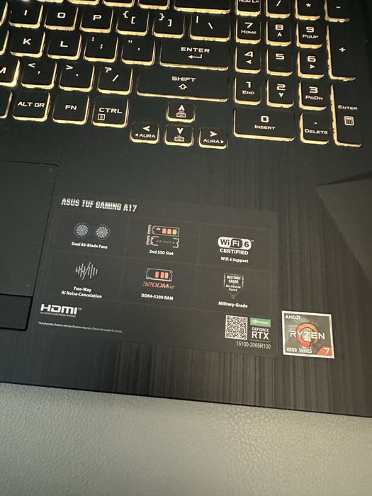 Laptop Gaming ASUS TUF A17 Ryzen 7 4800H, RTX 3050 Ti, 16GB