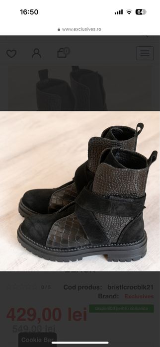 Bocanci Exclusives Bristol Croco Black, marimea 37