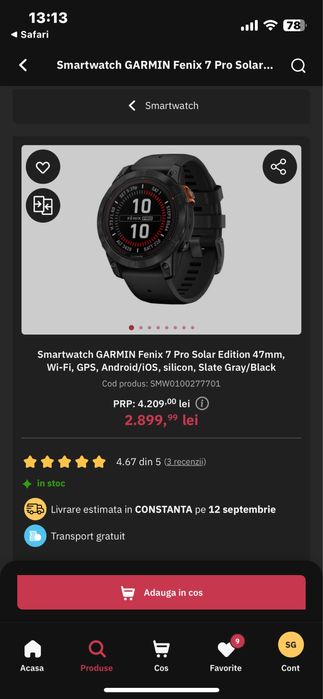 Garmin Fenix 7 PRO Solar / schimb cu Apple watch/Fenix 8