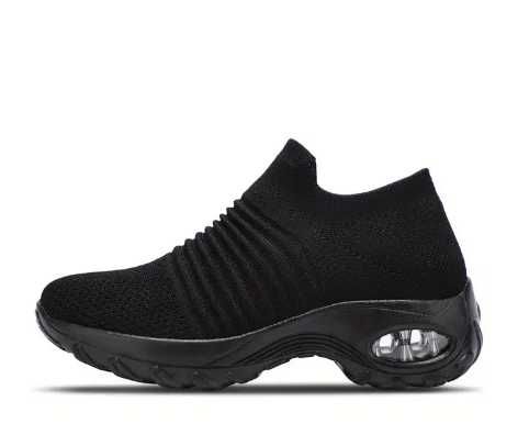 STQ Knit Air Cushion Sports Shoes, Breathable Solid Sneakers, pantofi