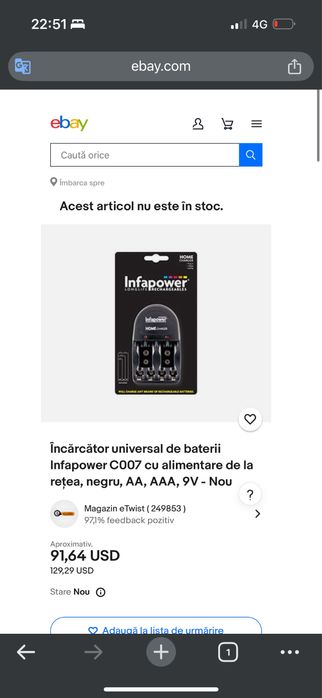 Vand incarcator baterii de 9v