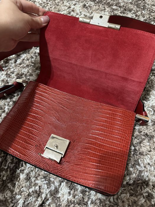 Geanta de piele rosie  Massimo Dutti