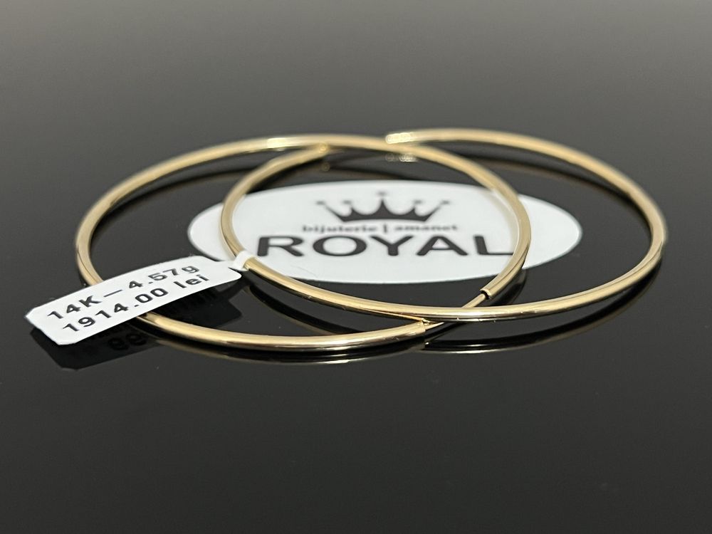 Bijuteria Royal CB : Cercei mari rotunzi aur 14k 4,57 grame