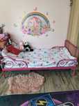 Pat copii, lungime 150,170,200*80, roz, fier forjat