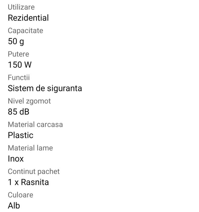 Rasnita de cafea Heinner HCG-150P, 150W, 50 g, Alb