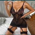 Costum sexy Lenjerie intima sexy cu portjartiere / neagra, Rosu