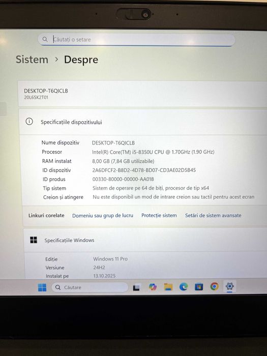 Laptop Lenovo ThinkPad T480, 256GB SSD/8GB RAM, Intel Core i5-8350U!