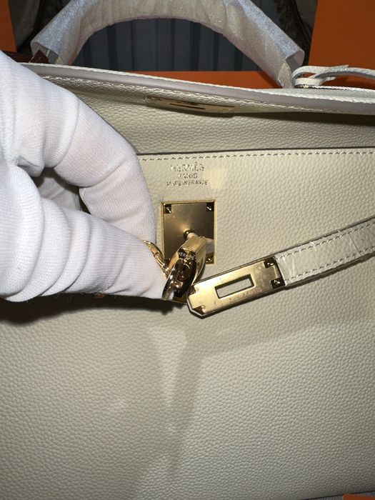 Geanta Hermes Kelly 32cm Crem/Accesorii Gold