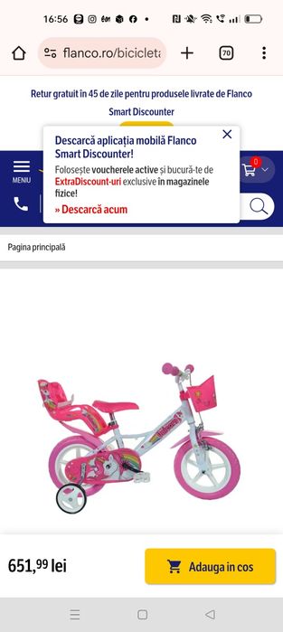 Bicicleta fetițe 12 inch