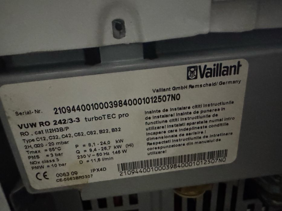 Vand centrala gaz vaillant 24kw