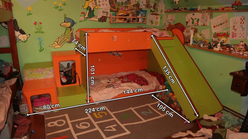 Vand pat supraetajat copii cu topogan, dulap copii, dulap mare