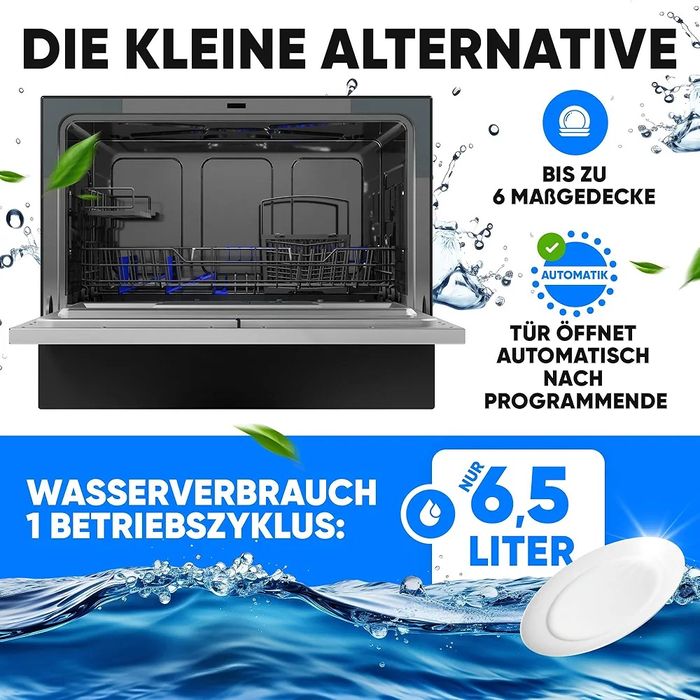 Нова мини/малка/компактна съдомиялна кубче Bomann 6  комплекта черна