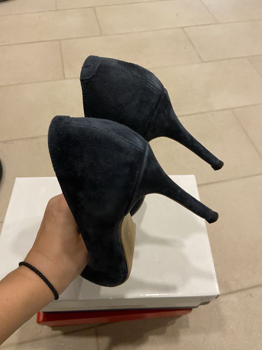 Stiletto piele intoarsa blue 40