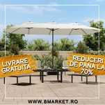 Umbrela de soare grădină/terasa cu lumini LED 450×245 cm Alb REDUCERI