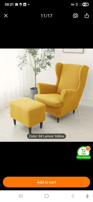 Husa fotoliu IKEA STRANDMON
Fotoliu şi taburet, Skiftebo galben