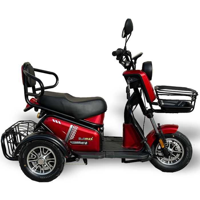 Двуместна електрическа триколка PUDDING 1800W, Черна, Крачна спирачк
