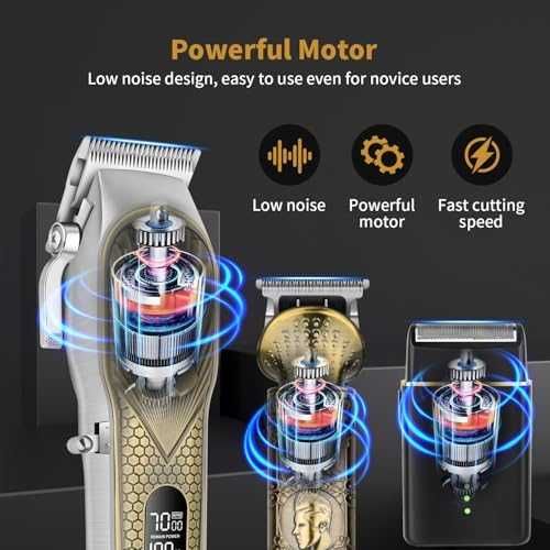 Комплект за подстригване и бръснене HIENA PRO, безжичен дизайн за мъже