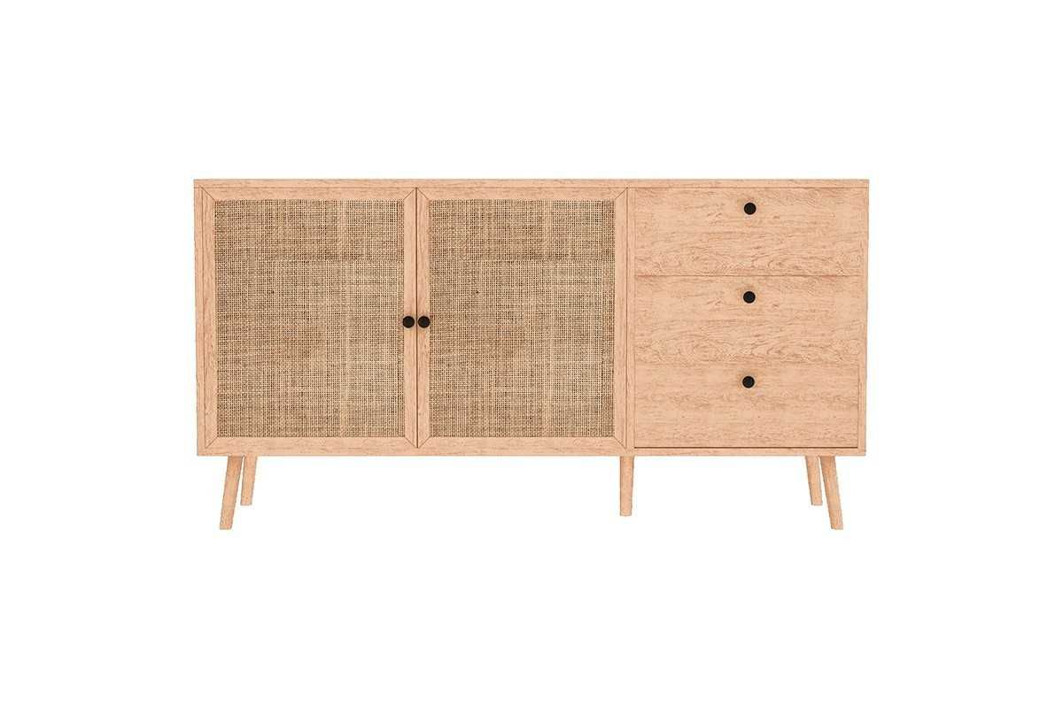 Стилен бюфет Oslo с ратан в 2 различни цвята - 150x39x79см.