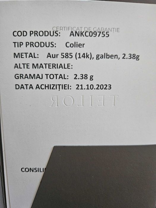 Colier de aur de la Teilor