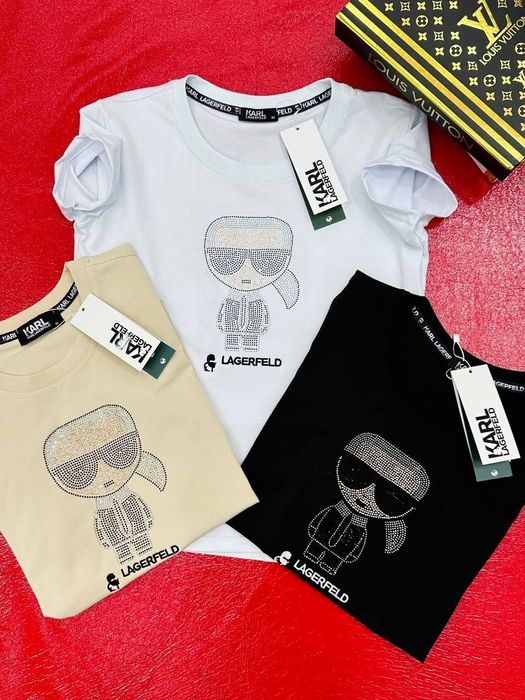 Tricou dama Karl alb și negru