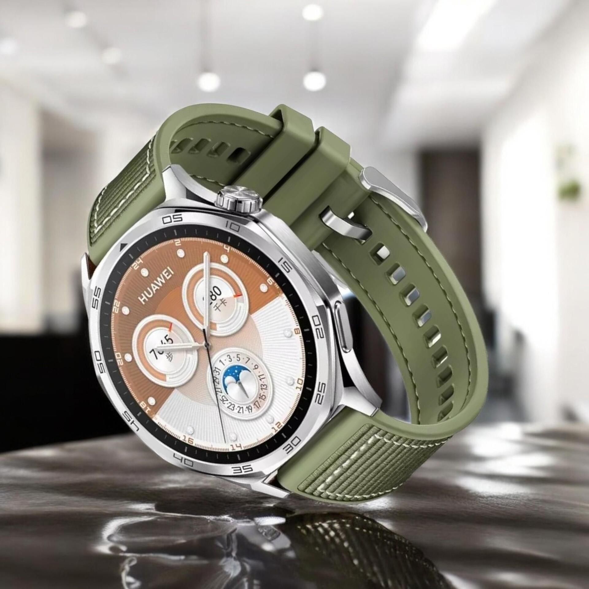22mm силиконова/найлонова каишка за huawei watch gt5 / gt5 pro – зелен