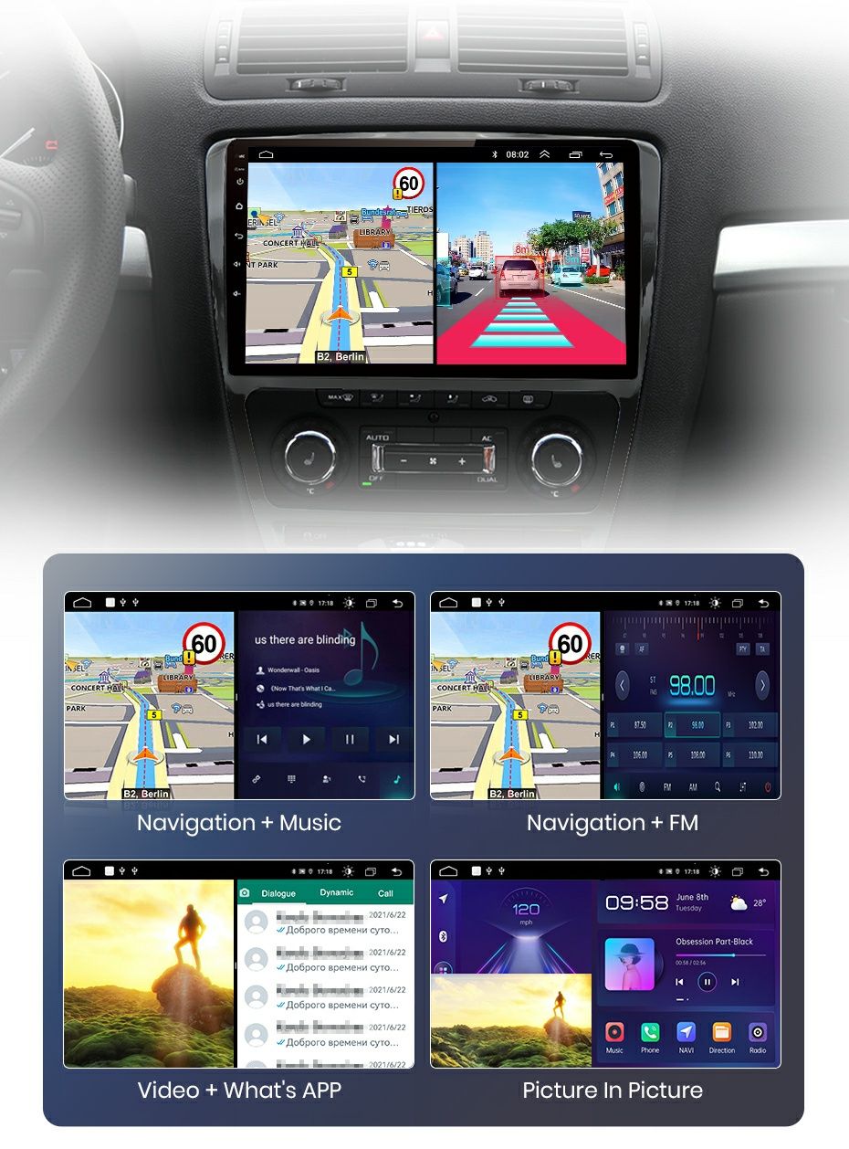 Navigatie Android dedicata pentru SKODA Octavia 2 (2008-2013).