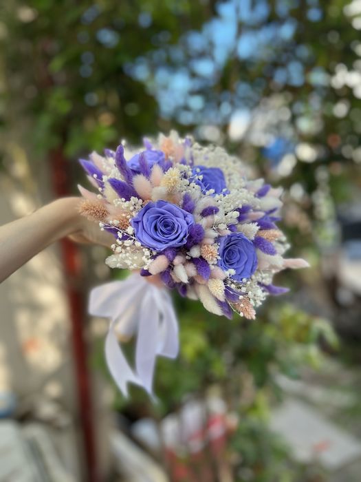 Buchet de cununie, nunta, din flori naturale criogenate