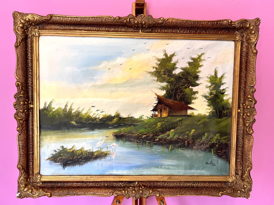 Tablou peisaj rustic – ulei pe pânză,1996