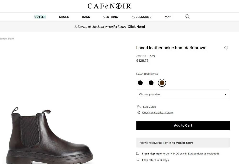 Ghete chelsea brogue 44 premium CaFeNoIR Paris piele naturala moale