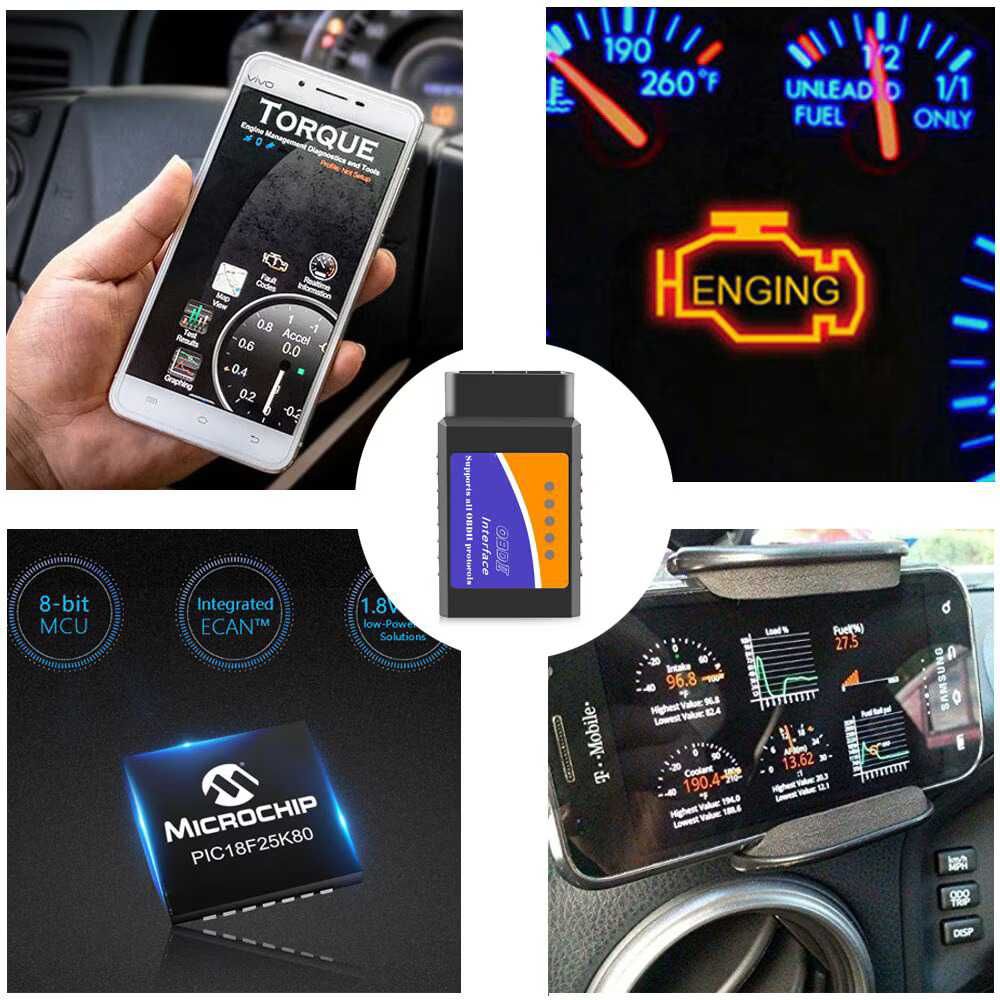 Tester multimarca ELM327 v2.1 chip PIC18, bluetooth ios si android