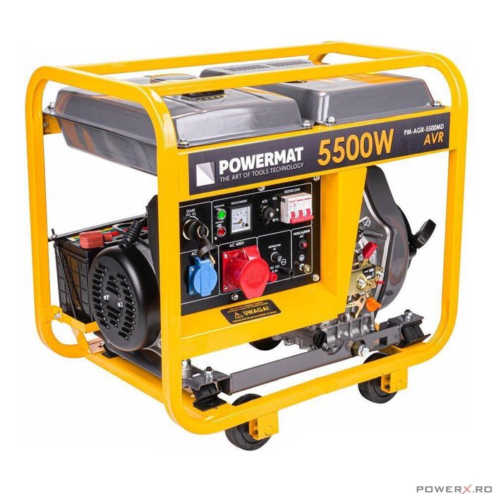 Generator de curent pe motorina 5,5 kW, pornire la cheie, 2 in 1,