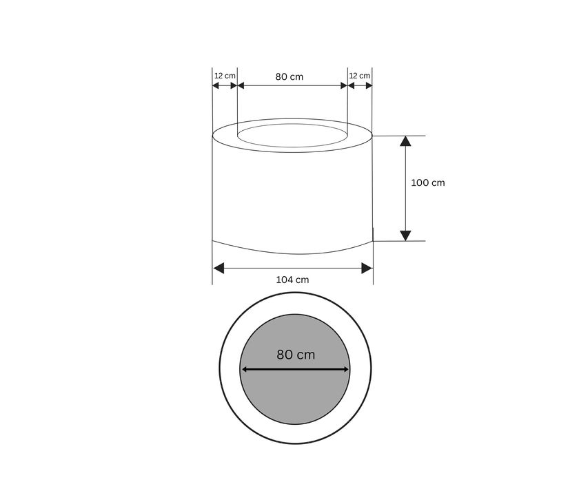 Ghiveci rotund D.104 cm.pt.arbori din beton cu aspect piatră naturală