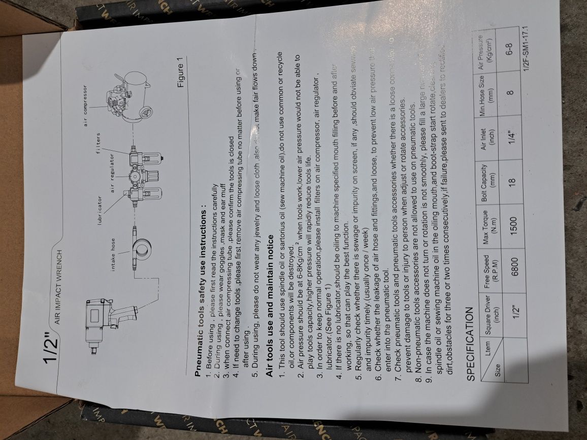 Пневматичен гайковерт чисто нов 1/2 1500Nm