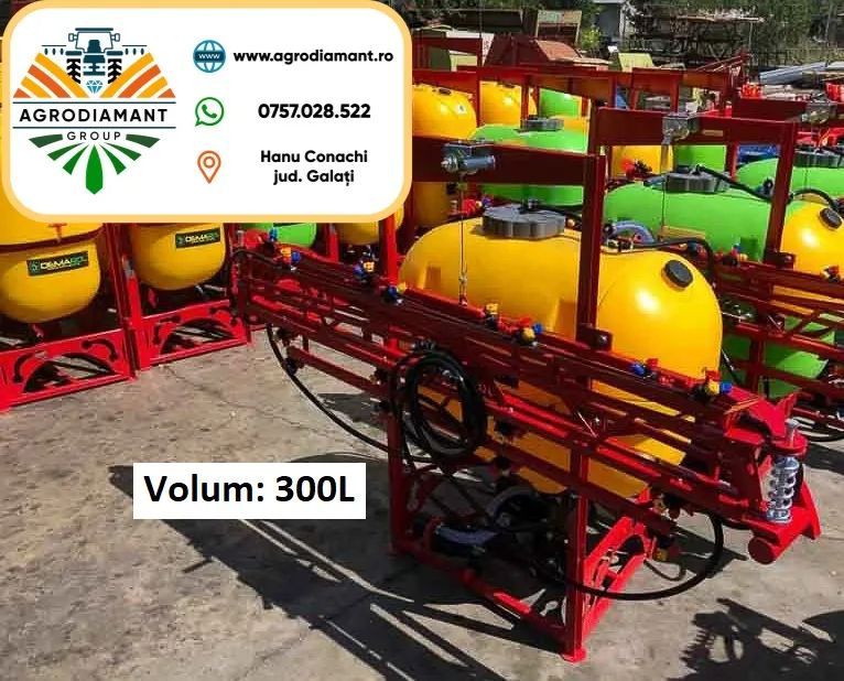 Instalatie de erbicidat 200 / 300 / 400 litri cu 3 diuze, 25-50CP foarte bun, accesibil, rampa 8 / 10 / 12m, noi de la producator