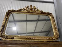 Oglinda cu sticla fazetata și rama din lemn, stil Empire