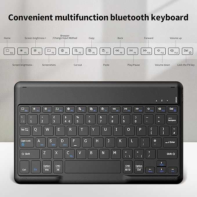 Tastatură Bluetooth fără fir compatibilă cu Windows/Android/iOS Negru