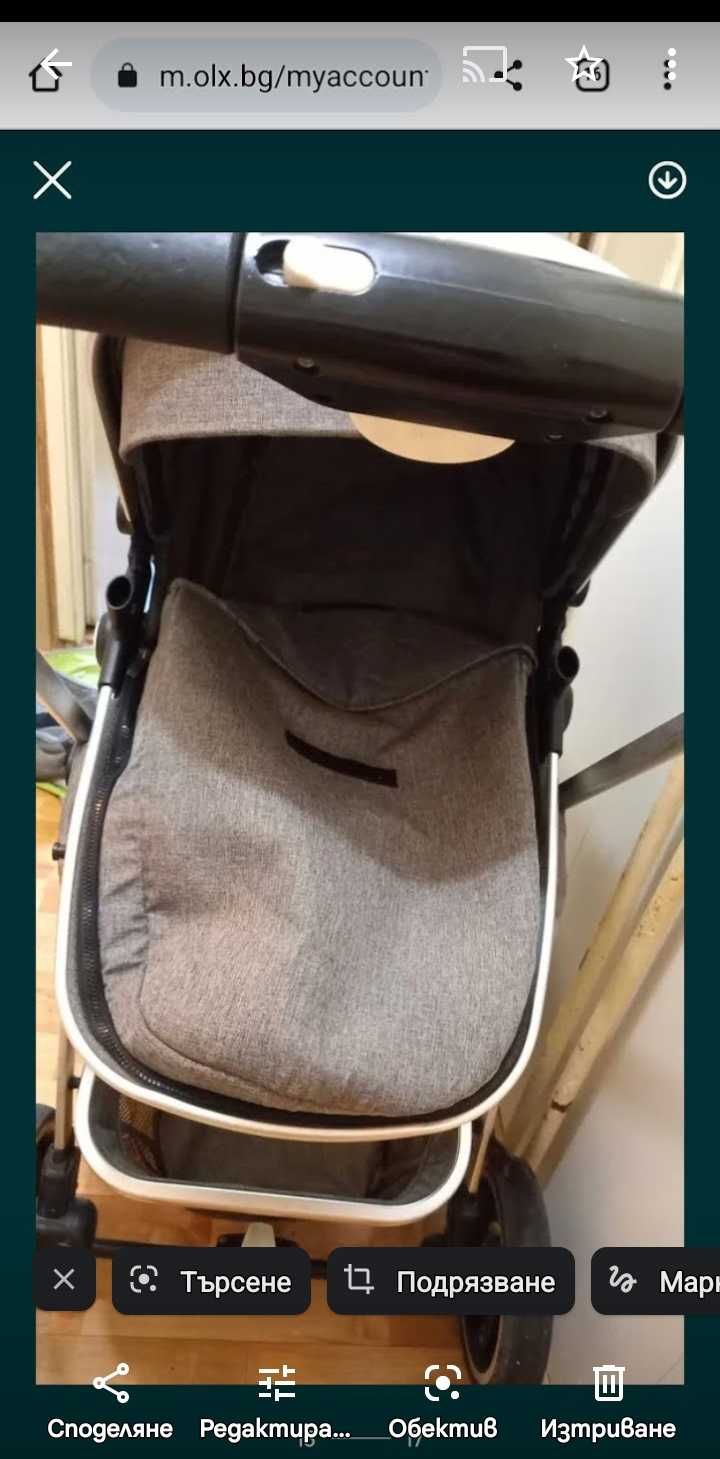 Бебешка количка ,сребрист цвят се води