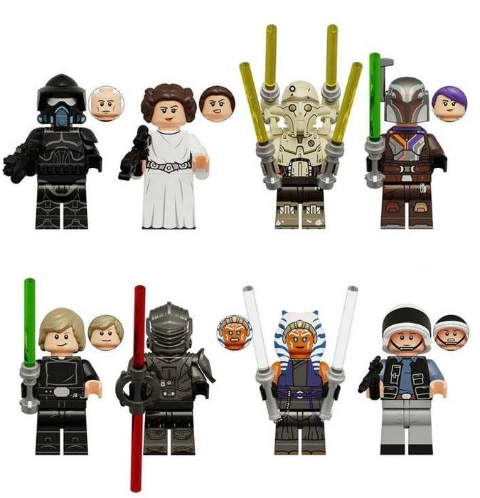 Set 8 Minifigurine tip Lego Star Wars cu Leia si Professor Huyang