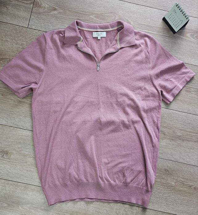 Tricou polo Next, cu fermoar,piersica, mărime M