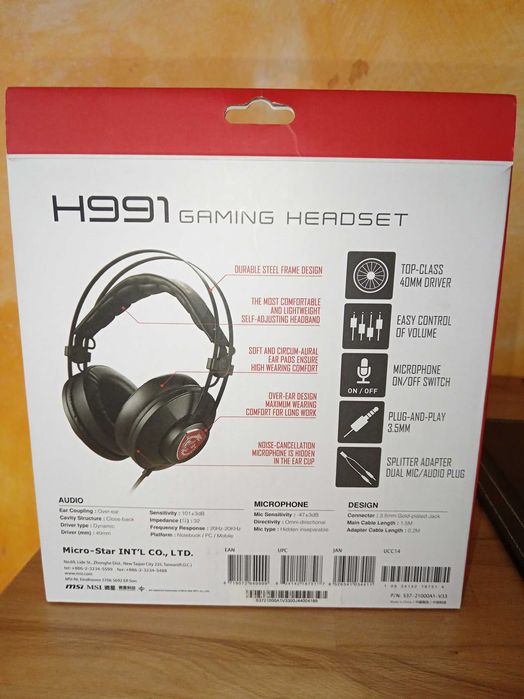 Геймърски слушалки MSI H991, черен - S37-21000A1-V33