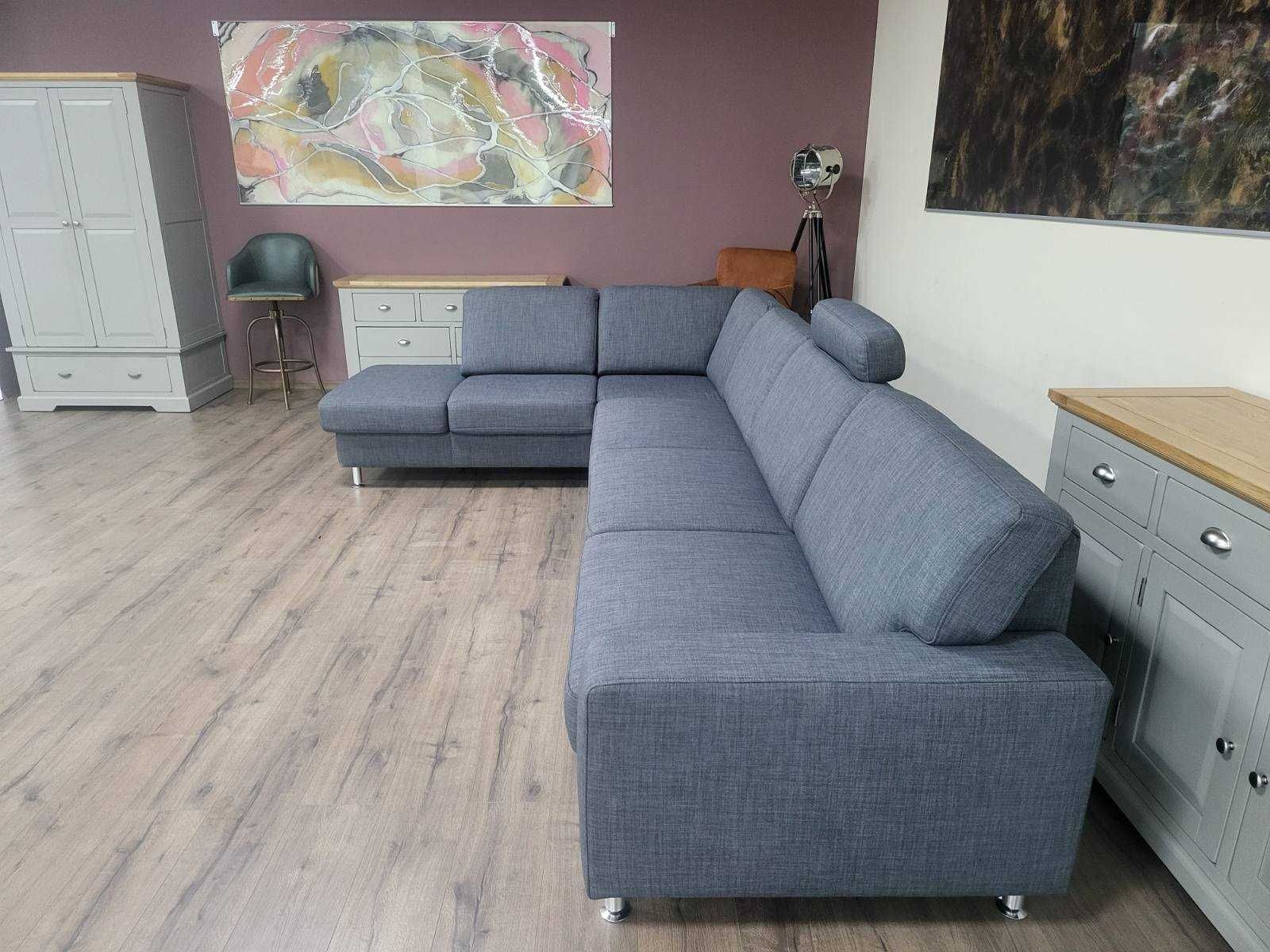Сив ъглов диван от плат с фунция сън ZE-EM09002